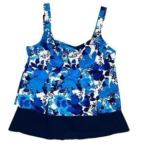 Penbrooke Blue Floral One Piece Dress Dress Swimsuits Sz 22W NWOT